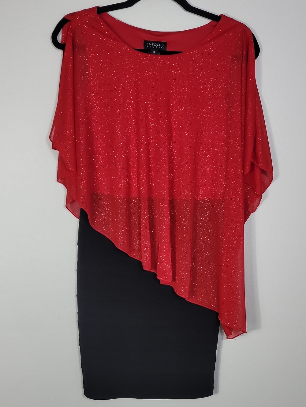 Vintage Enfocus Sparkly Asymmetrical Cocktail Dress Size 8 / Medium